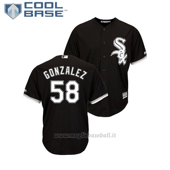 Maglia Baseball Uomo Chicago White Sox Miguel Gonzalez Cool Base Majestic Alterner Nero